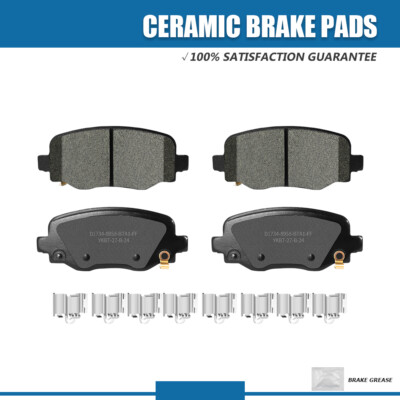 Rear Ceramic Brake Pads w/ Hardware for 2015 - 2023 Chrysler 200 Jeep Cherokee