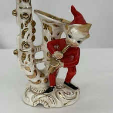 Vintage Lipper & Mann Christmas Red Pixie Elf With Saxophone Figurine 1956 Japan