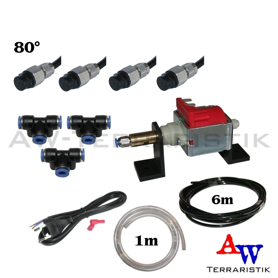 AW-TERRARISTIK Beregnungsanlage - Bausatz mit 4 Sprühdüsen 80°