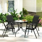 5 Pieces Outdoor Furniture Garden Dining Set with Stackable Chairs, Black