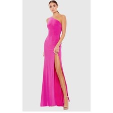 Mac Duggal NEW Size 2 Candy Pink Jersey One Shoulder Draped Back Gown NWT 26512