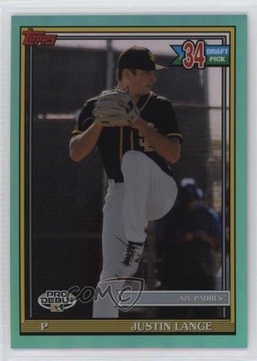 2021 Topps Pro Debut Chrome Aqua Refractor 62/75 Justin Lange #PDC-199 rw0
