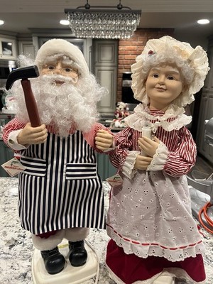 Telco Santa And Mrs. Claus Motionette Set Working Tags Attched Vintage 1990s