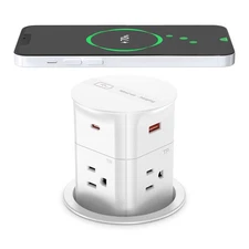 Pop Up Countertop Outlet with 15W Wireless Charger 4 Outlets 4 USB Ports