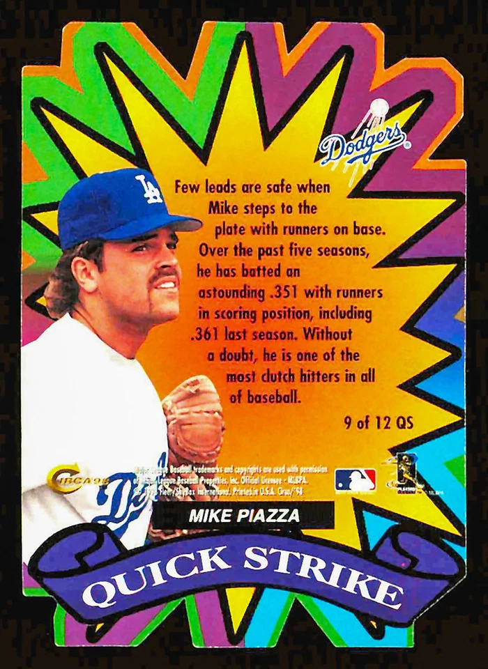 1998 Circa Thunder #9QS Mike Piazza Quick Strike Los Angeles Dodgers - Image 2 of 2