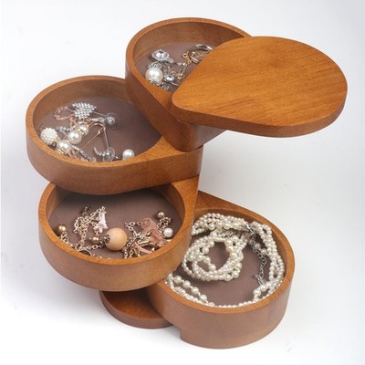 JSVER Wooden Jewelry Holder Organizer Portable Organizer, Orange