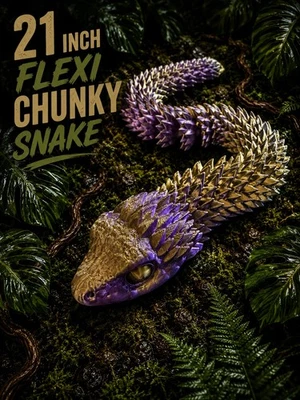 3D Printed 21 Inch Articulated Flexi Snake Chunky Snake Fidget - Image 1 of 3