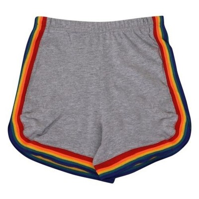 Kids Girls Shorts Gym Sports Rainbow Taped Grey Summer Hot Short Pants 5-13 Year