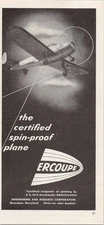 Ercoupe Original 1946 Vintage Print Ad Certified Spin-Proof Plane
