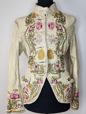 Roberto Cavalli 2003 S/S Runway Leather Rose Embroidered Jacket Neiman Marcus