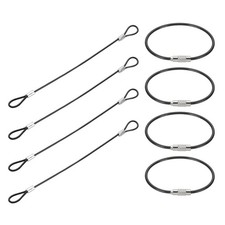 8" Safety Cable Lock 4 Pcs 2mm Dia Braided Steel Coated Security Cable Black