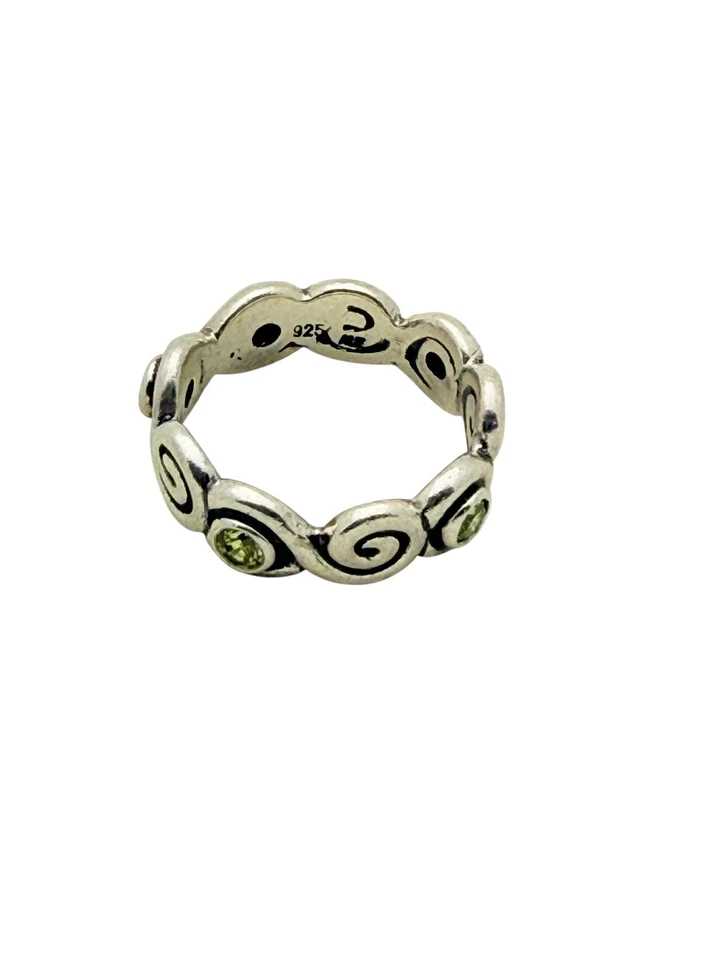 Anillo Pandora Plata Esterlina Peridoto Verde Remolino Talla 7 Foto 3 de 4