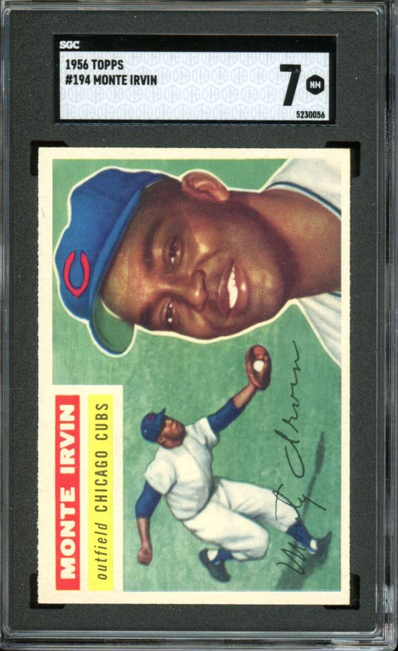 1956 Topps #194 Monte Irvin Cubs HOF SGC 7 NM Near Mint