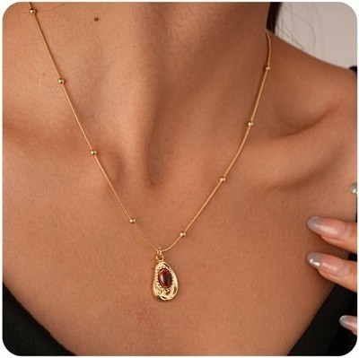 Gold Necklaces for Women - Dainty Necklace 14k Plated Tiger Eye-1 