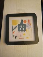 Square Picture Frame Holds 4x4 Pics 4.75x4.75 W/Frame Black