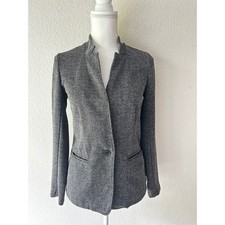 Banana Republic Womens XS Herringbone Knit Blazer Grey Single Button Jacket