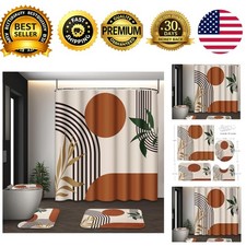 Bathroom Set Shower Curtain and Rugs Geometric Boho Set of 4