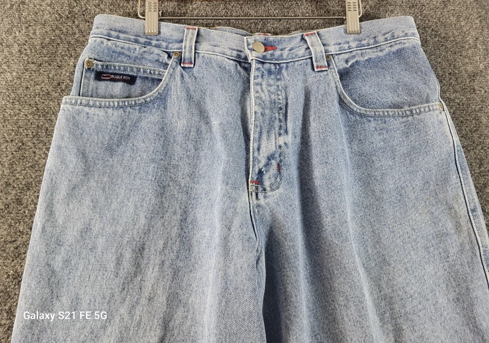 VTG Bugle Boy Y2K Loose Relaxed Wide Leg Jeans Mens ACT SZ 34x30 Lighter Wash - Image 2 of 4