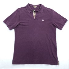 Burberry Brit Men's Purple Pique Polo Shirt Size M Equestrian Knight Check