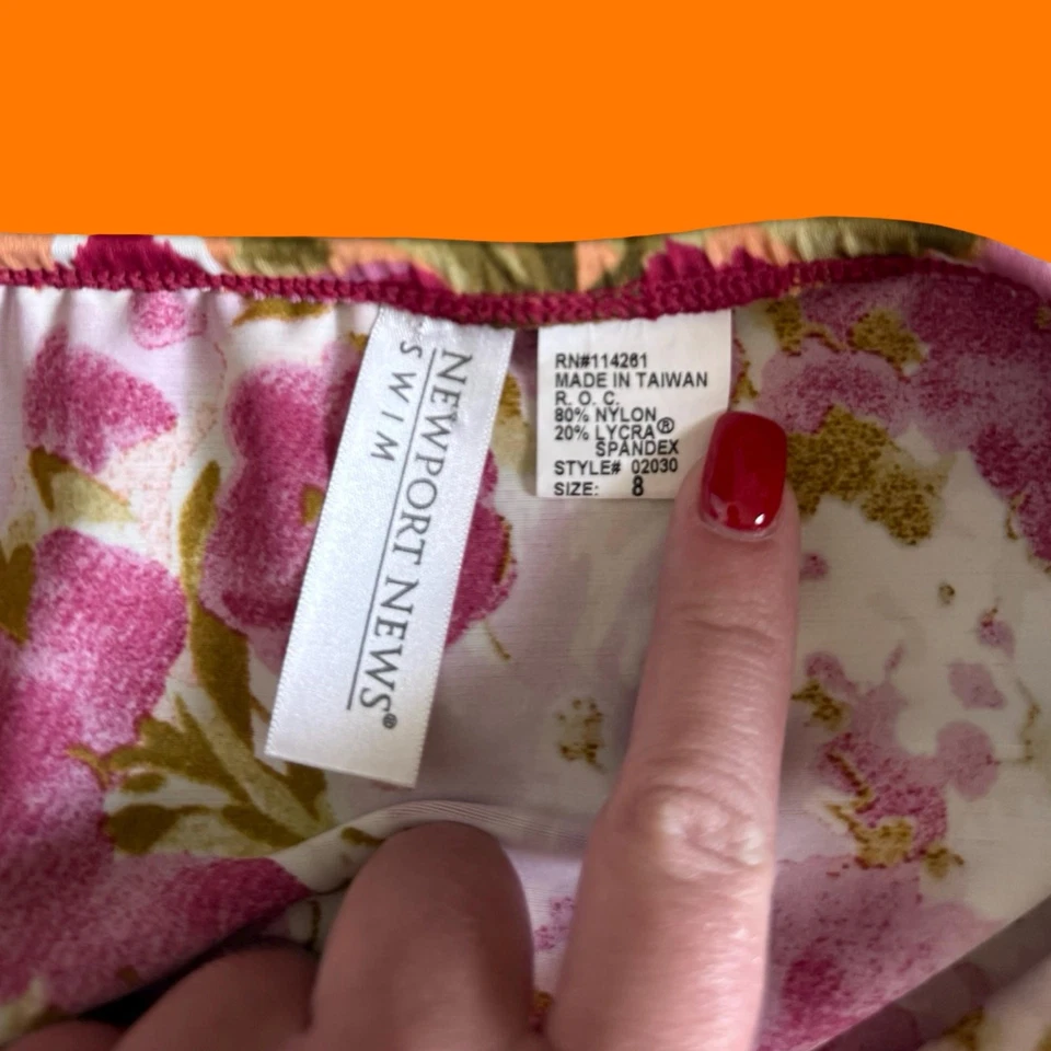 00's винтажный цветочный принт без бретелек y2k бикини купальник размер 8 Newport News - Изображение 4 из 4