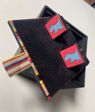 Paul Smith Dog Cufflinks Red Blue Enamel Squa...