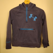 Under Armour Storm Hoodie Boys Navy-Aqua Blue Long Sleeve Pullover Size Youth M