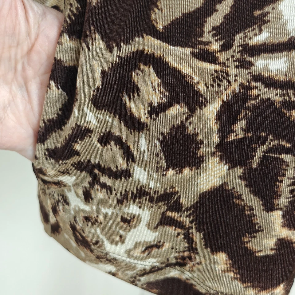 Куртка дорожная Chico's с открытой передней частью размер XL/3 миниатюрная? Коричневый анималистический принт стрейч - Изображение 3 из 4