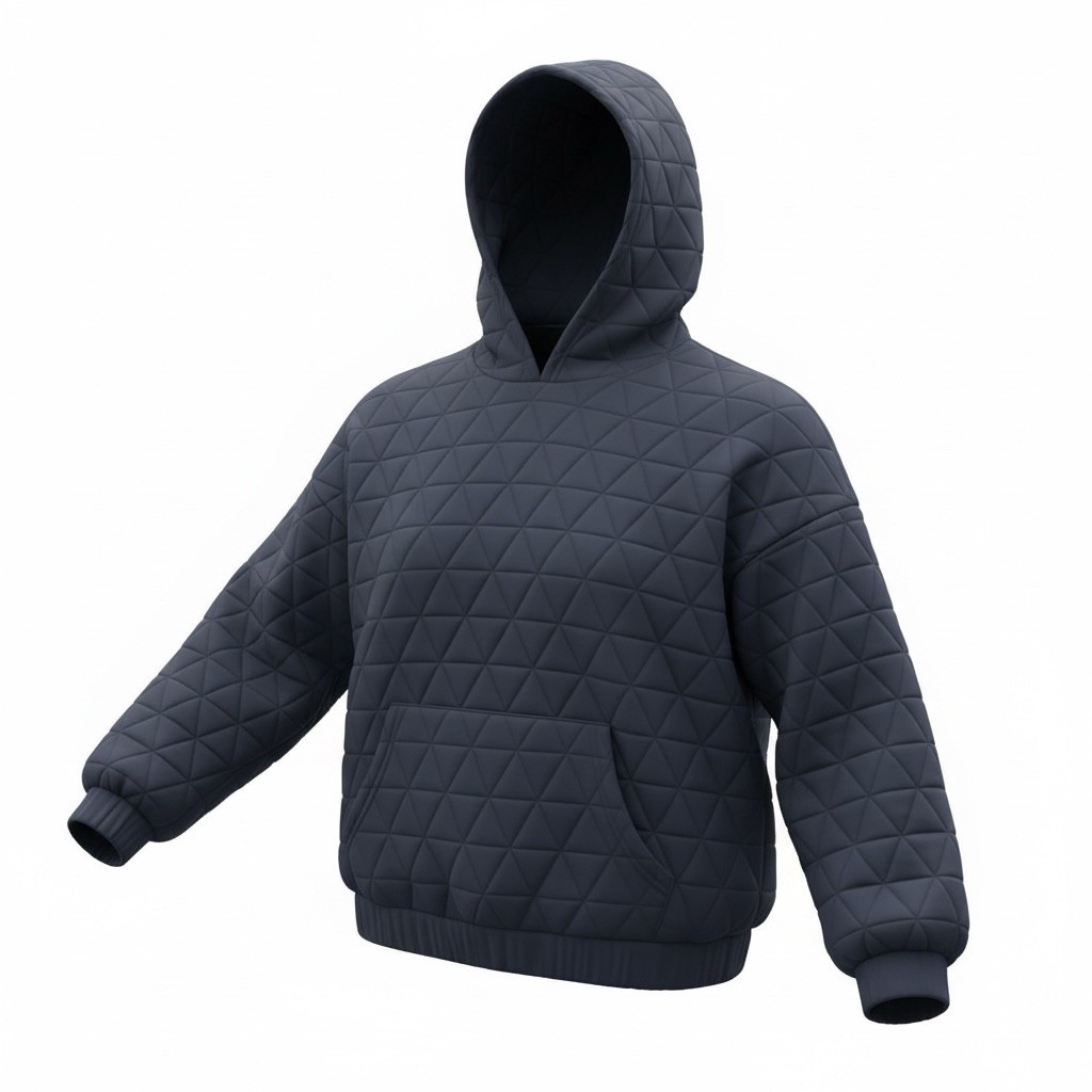 THINGS BETWEEN Quilted Geometric Pullover Hoodie … - image 1