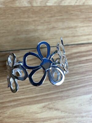 Buckingham Silberfarben Blumen Armreif Armband Breit Statement Armreif Verstellbar