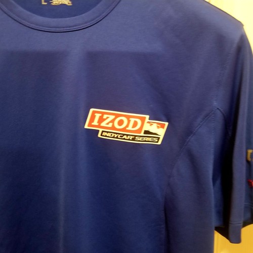 Indy Car Firestone Lights T Shirt Izod PerformX Blue Team Cool FX Large Logo - Afbeelding 2 van 9