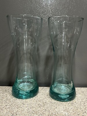 2 Rare Kalalou Hand Blown Pilsner Style Glasses Heavy Bottoms Pristine Rare Find