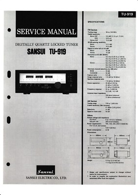 Service Manual-Anleitung für Sansui TU-919