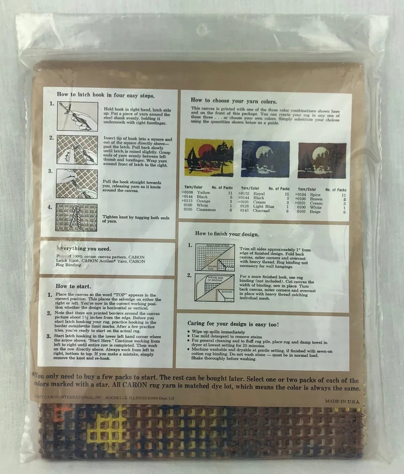 Caron Latch Hook Pattern Twilight Sail Sailboat Sunset Printed Canvas Pattern  - Image 4 of 4