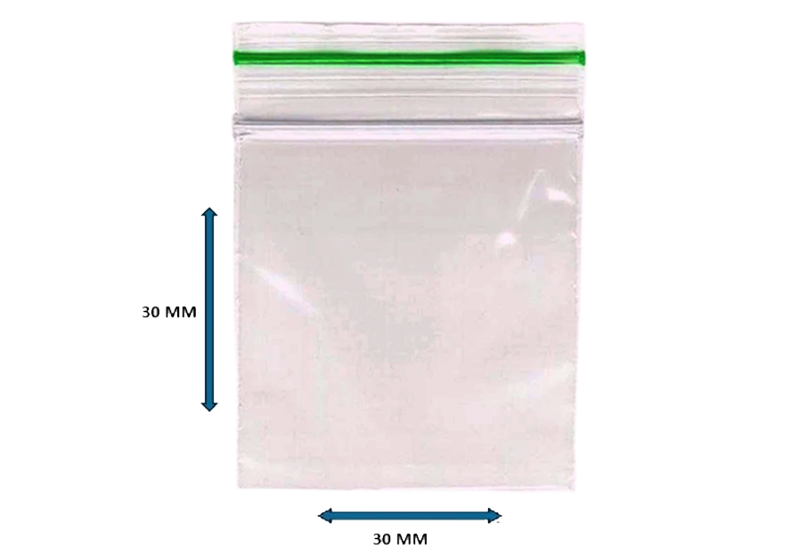 Clear 30x30mm Baggy Bags Grip Seal Resealable Zip Lock - Box of 1000 Baggies