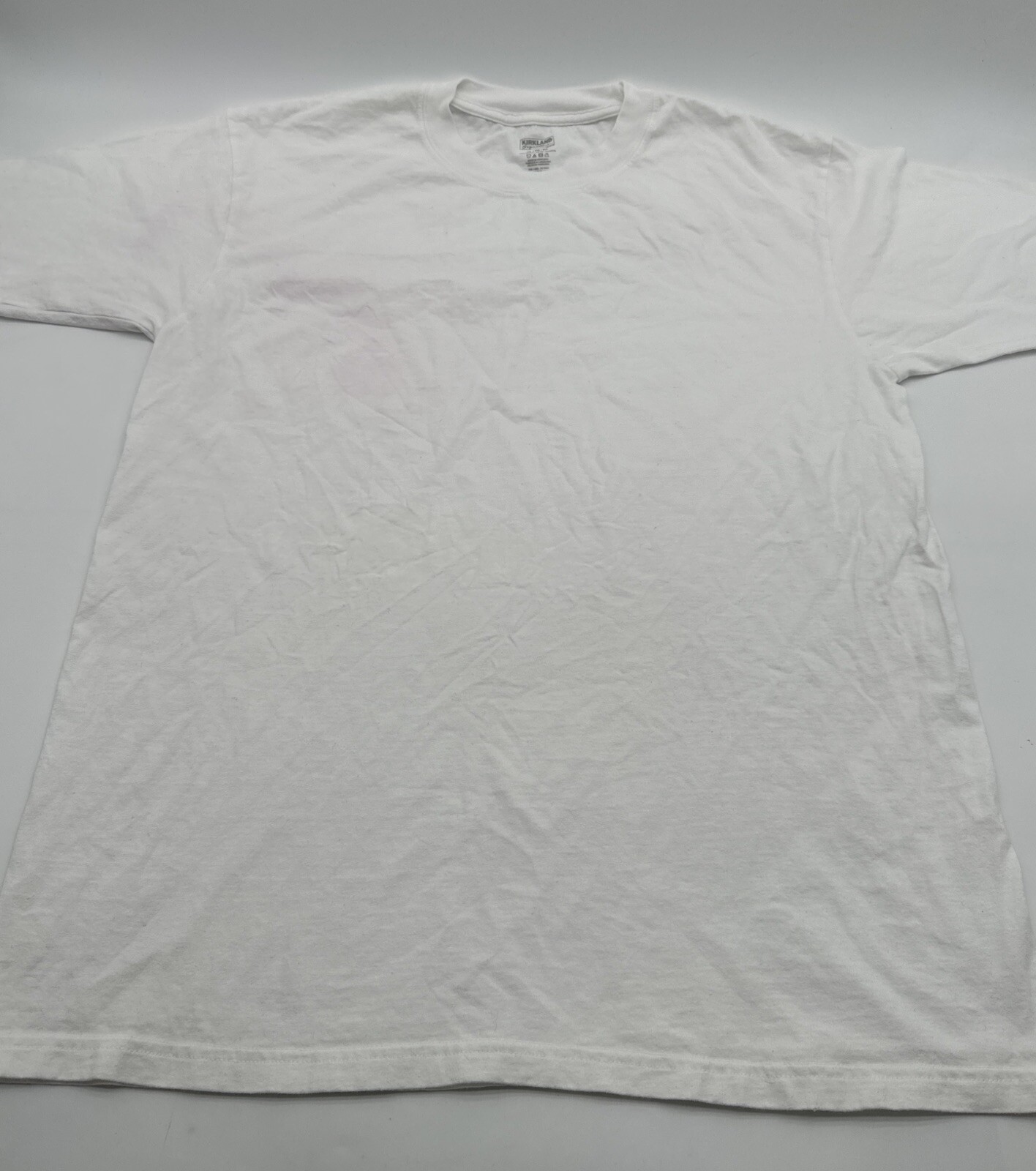 Kirkland Signature T-Shirt Men X-Large White Solid Round Neck …#17771