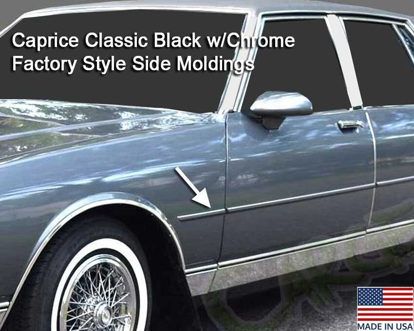 Caprice Classic Factory Style Body Side Moldings 7/8" Black w/Chrome 26 Ft Roll Foto 2 de 4