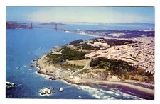 1960s SAN FRANCISCO AERIAL CLIFF HOUSE,SUTRO BATHS & GOLDEN GATE BRIDGE~POSTCARD