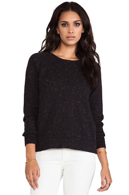 Rag Bone Black Crewneck Sweater with Rainbow Specks (size L