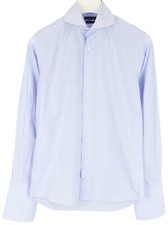 SUITSUPPLY Cotton Two Ply Formal Shirt Men's 35 / 13 3/4 Cutaway Plaid
