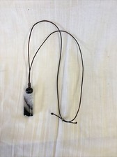 Handmade Necklace 29  adjustable LeatherCord,round Stone pendant Stone 1 5/8  x3/4
