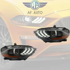 Pair Left & Right Side LED Headlights For 2018 2019 Ford Mustang Dual Beam DRL