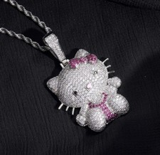 Hello Kitty Chain Necklace, Hello Kitty Pendant Sparkling Cubic Zirconia