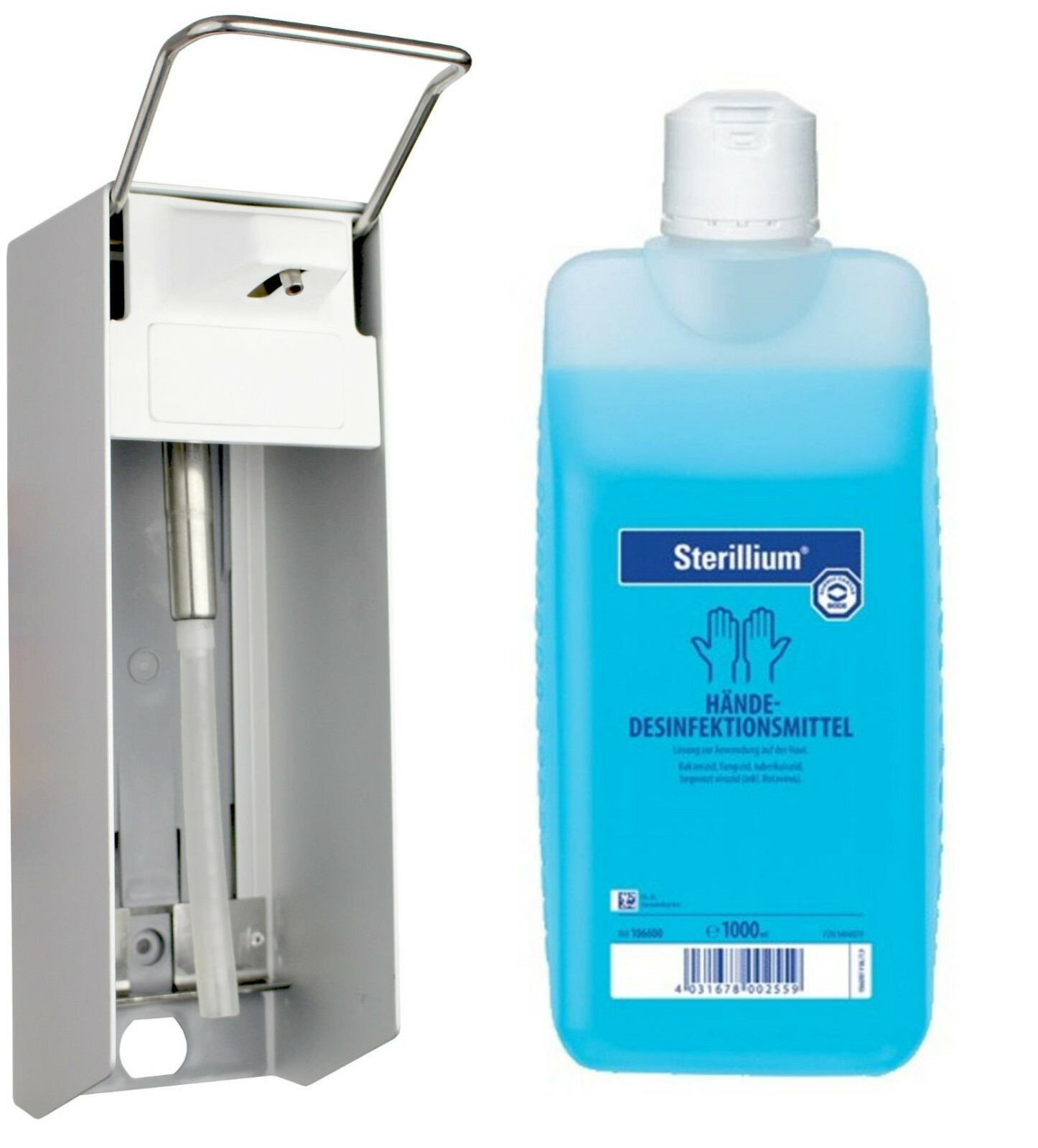 Medi-Inn Wandspender Eurospender 1000 ml Aluminium langer Armhebel + Sterillium