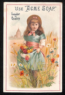 D.L. Allen & Son Westport, NY Dry Goods ''Acme Soap'' Victorian Trade Card Girl