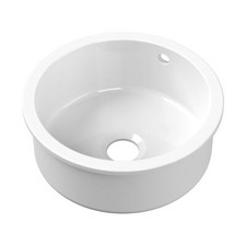 Image of Nuie Undermount Round Kitchen Sink 1.0 Bowl with Overflow 460mm Diameter - White