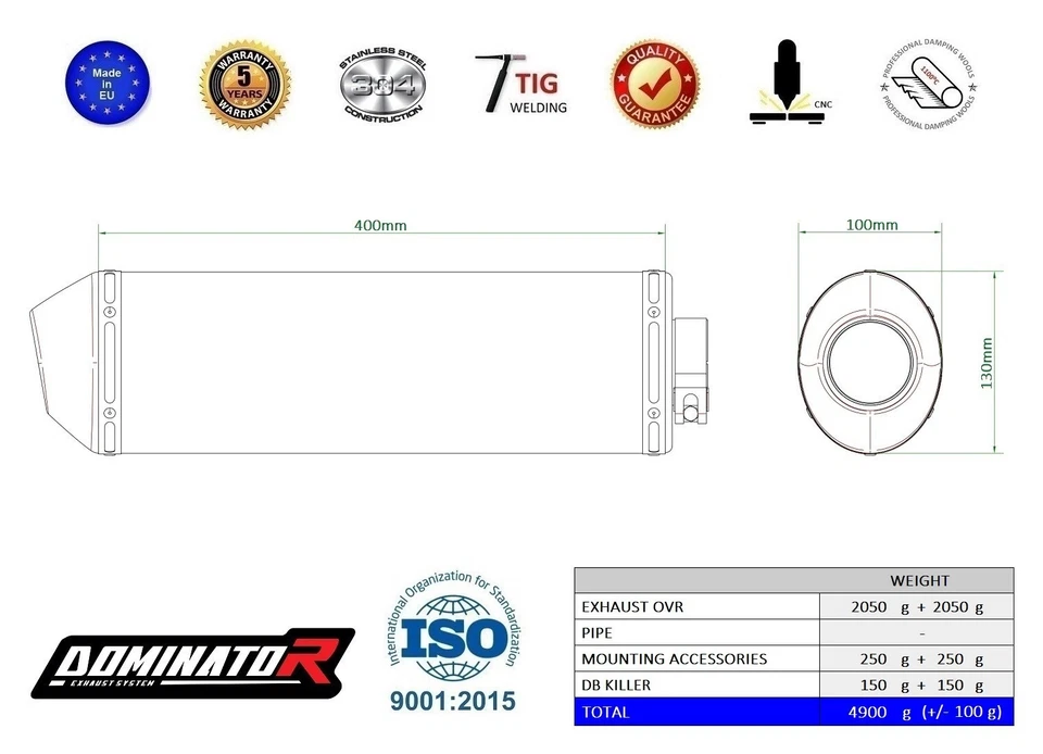 Silenciador de escape OVR DOMINATOR se adapta a KTM 950 SM Supermoto R 2006-2008 Foto 2 de 2