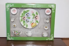 1996 Fabri-Centers of America Inc. Miniature Pink Flower & Butterfly Tea Set