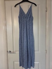MNG MANGO LIGHT BLUE WHITE DAINTY FLORAL STRAPPY FLOATY SUMMER MIDI SUN DRESS S