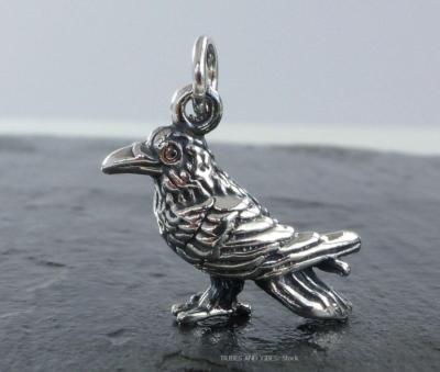 Raven Crow Charm 925 Sterling Silver 
