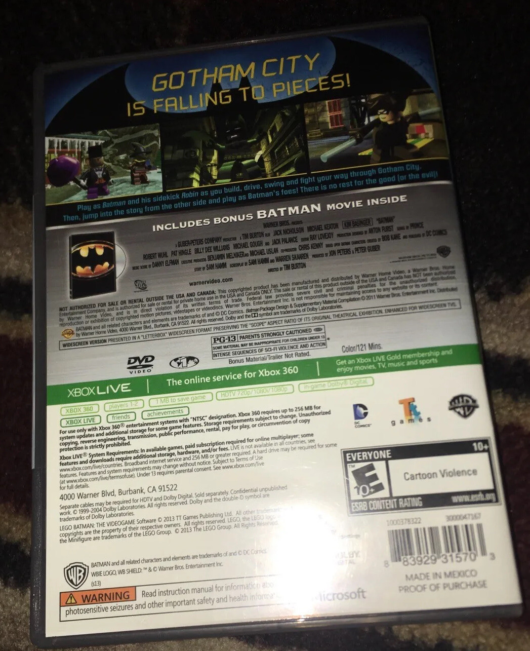 Lego Batman Game/batman Movie DVD Combo Pack - Xbox 360 